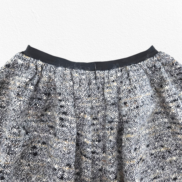 Anna Sui Tweed Bubble Skirt Black White Wool Blend Textured Mini Size 12 XS - Picture 7 of 8